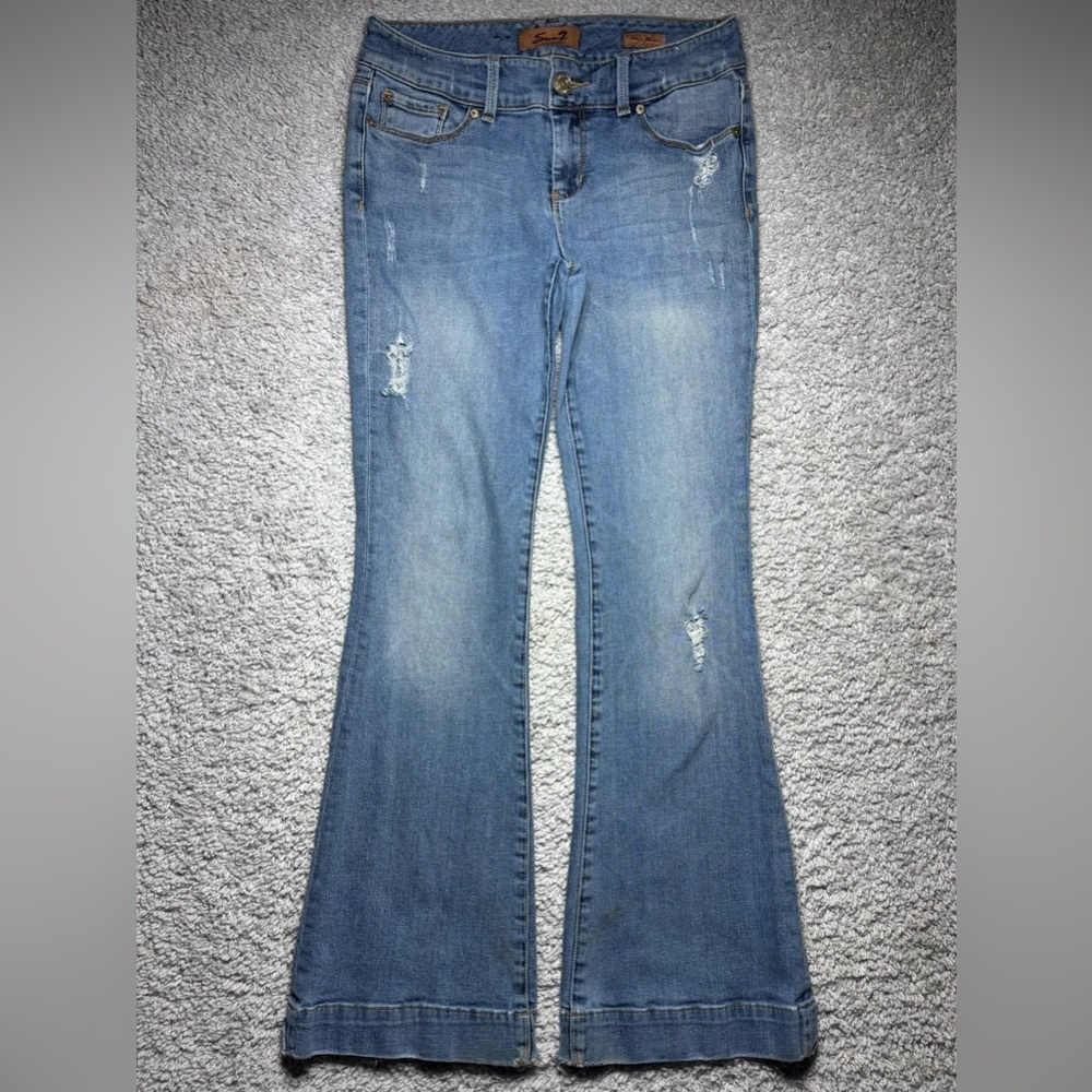Seven7 Jeans Womens 29 Sexy Flare Distressed Bell Bottoms Stretch Regular BOHO